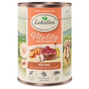 6x400g Porc mistreț Vitality Immunity Lukullus Hrană umedă fără cereale câini