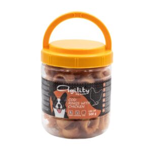 AGILITY Ruladă, XS-XL, Cod și Pui, punguță recompense câini, 500g