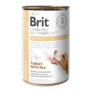BRIT VD Hepatic, XS-XL, Curcan, dietă veterinară, conservă hrană umedă fără cereale câini, sistem hepatic, (în aspic), 400g