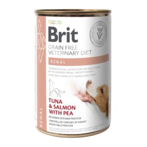 BRIT VD Renal, XS-XL, Ton și Somon, dietă veterinară, conservă hrană umedă fără cereale câini, sistem renal, (în aspic), 400g