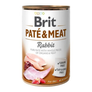 BRIT Pate and Meat, XS-XL, Iepure, conservă hrană umedă fără cereale câini, (pate), 400g