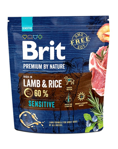 BRIT Premium By Nature Sensitive Lamb hrana uscata caini adulti cu tract digestiv sensibil, cu miel 1 kg
