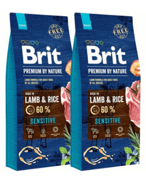 BRIT Premium By Nature Sensitive Lamb hrana uscata caini adulti cu tract digestiv sensibil, cu miel 30 kg (2 x 15 kg)