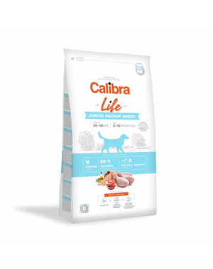 CALIBRA Dog Life Junior Medium Breed Chicken hrana uscata pentru caini juniori de talie medie 12 kg