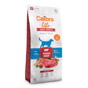 CALIBRA Life Adult Medium Fresh Beef, M, Vită, hrană uscată monoproteică câini, 12kg