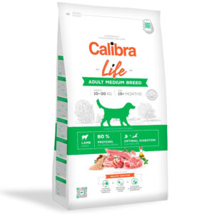 CALIBRA Life Adult Medium Breed, M, Miel, hrană uscată conținut redus cereale câini, 2.5kg