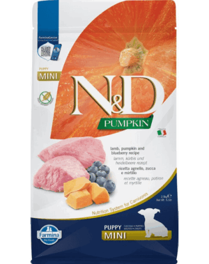 FARMINA N&D GF Pumpkin Puppy Mini 2.5 kg Hrana uscata pentru catei, cu miel si afine