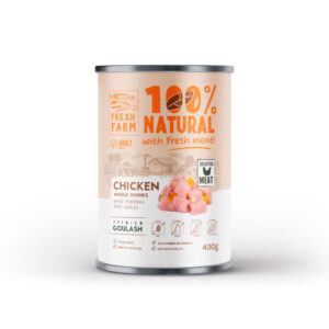 FRESH FARM Goulash, XS-XL, Pui, conservă hrană umedă fără cereale câini, (în supă), 400g