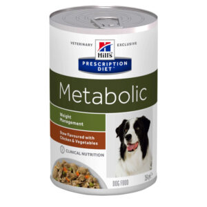 HILL’S Prescription Diet Metabolic, Pui cu Legume, dietă veterinară câini, conservă hrană umedă, afecțiuni metabolice (obezitate) Hill’s PD Canine Metabolic Chicken&Veggie Stew 354 g