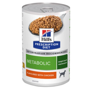 HILL’S Prescription Diet Metabolic, XS-XL, Pui, dietă veterinară, conservă hrană umedă câini, obezitate, (pate), 370g
