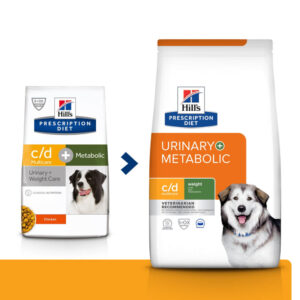 HILL’S Prescription Diet c/d Urinary + Weight Care + Metabolic, Pui, dietă veterinară câini, hrană uscată, afecțiuni urinare și metabolice HILL’S Prescription Diet c/d Urinary + Metabolic, Pui, dietă veterinară câini, hrană uscată, sistem urinar, metabol