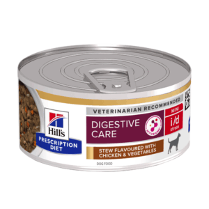 HILL’S Prescription Diet i/d Digestive Care Stress, Pui cu Legume, dietă veterinară câini, conservă hrană umedă, sistem digestiv, (în sos), 156g