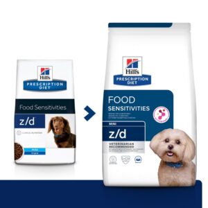 HILL’S Prescription Diet z/d Food Sensitivities Mini, dietă veterinară câini, hrană uscată, afecțiuni dermatologice și digestive HILL’S Prescription Diet z/d Food Sensitivities Mini, dietă veterinară câini, hrană uscată, piele & blana, sistem digestiv, 1