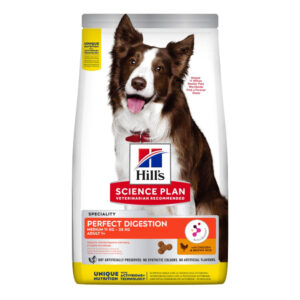 HILL’S SP Perfect Digestion Medium Adult, Pui cu Orez Brun, hrană uscată câini, sensibilități digestive, 2.5kg