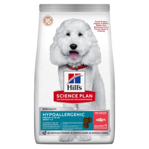 HILL’S Science Plan No Grain Hypoallergenic, M, Somon, hrană uscată fără cereale câini, sistem digestiv, alergii, 12kg