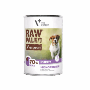 Hrana umeda pentru caini, puppy, RAW PALEO, rata, Pachet 5 X 400 g