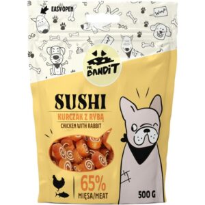 MR BANDIT Sushi, XS-XL, Pui și Pește, punguță recompense câini, 80g