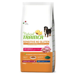 NATURAL TRAINER Speciality Nutrition Sensitive, M-XL, Iepure, hrană uscată monoproteică câini, sistem digestiv, 12kg