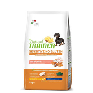 NATURAL TRAINER Speciality Nutrition Sensitive, XS-S, Somon, hrană uscată monoproteică câini, sistem digestiv, 2kg