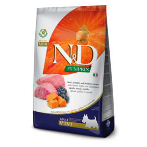 N&D Pumpkin Adult Mini, XS-S, Miel și afine, hrană uscată fără cereale câini, 2.5kg