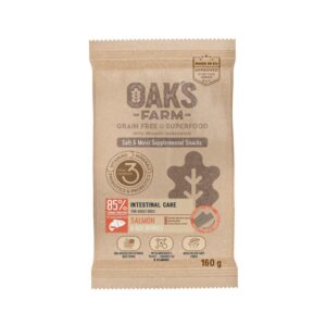 OAK’S FARM Intestinal Care, Somon, punguță recompense funcționale fără cereale câini, sistem digestiv, 160g