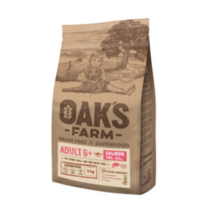 OAK’S FARM Mini Senior 6+, XS-S, Somon, hrană uscată fără cereale câini senior, 2kg