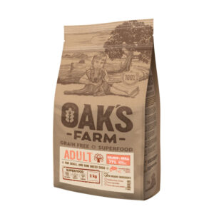 OAK’S FARM, XS-XL, Somon, hrană uscată fără cereale câini, 2kg