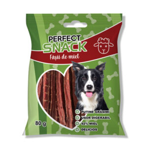 PERFECT SNACK Fâșii, XS-XL, Miel, punguță recompense câini, 80g