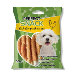 PERFECT SNACK Stick Piept, XS-XL, Pui, punguță recompense câini, 300g