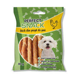 PERFECT SNACK Stick Piept, XS-XL, Pui, punguță recompense câini, 80g