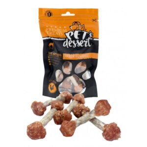 PET’S DESSERT Dumbbell, XS-XL, Pui, punguță recompense fără cereale câini, 80g