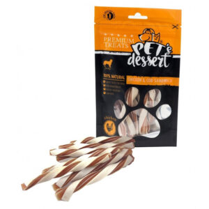 PET’S DESSERT Sandwich, XS-XL, Pui și Cod, punguță recompense fără cereale câini, 80g