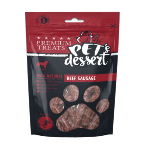 PET’S DESSERT Sausage, XS-XL, Vită, punguță recompense fără cereale câini, 80g