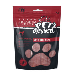 PET’S DESSERT Soft Slice, XS-XL, Vită, punguță recompense fără cereale câini, 80g