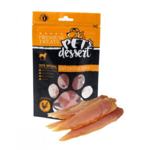 PET’S DESSERT Soft Strip, XS-XL, Pui, punguță recompense fără cereale câini, 80g