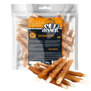 PET’S DESSERT Stick, XS-XL, Pui, punguță recompense fără cereale câini, 500g