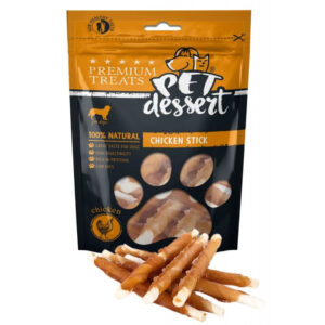 PET’S DESSERT Stick, XS-XL, Pui, punguță recompense fără cereale câini, 80g