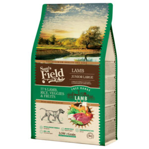 SAM’S FIELD Junior Large Breed, L-XL, Miel, hrană uscată conținut redus cereale câini, 2.5kg