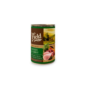 SAM’S FIELD True Meat, XS-XL, Pui și Morcov, conservă hrană umedă fără cereale câini, (în aspic), 400g