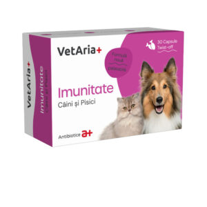VETARIA+ Imunitate, supliment sistem imunitar câini, Pui, capsule VETARIA+ Imunitate, XS-XL, supliment sistem imunitar câini și pisici, Pui, cutie, 30 capsule