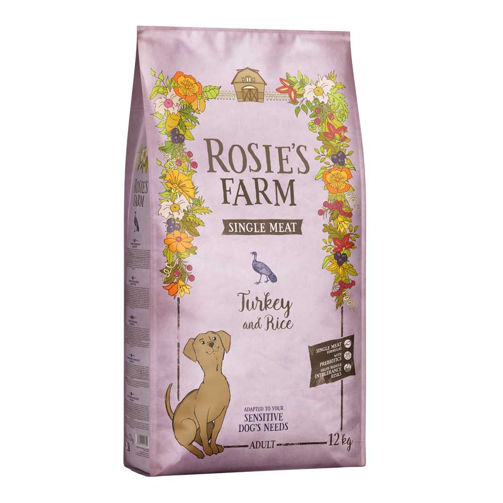 12kg Curcan cu orez Single Meat Adult Rosie's Farm Hrană uscată câini