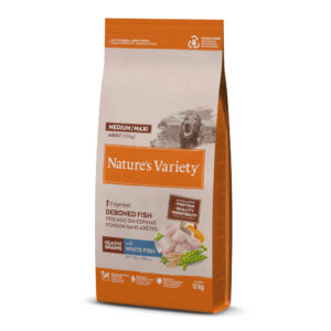 12kg Pește alb Healthy Grains Medium/Maxi Adult Nature’s Variety Hrană câini