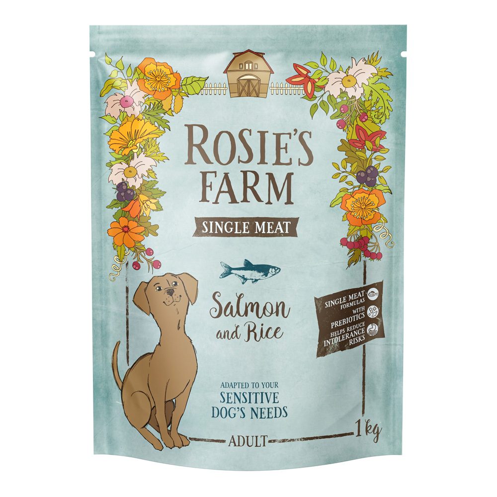 1kg Pește cu orez Single Meat Adult Rosie's Farm Hrană uscată câini
