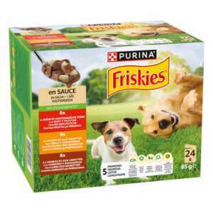 24×85 Sos cu vită, pui și miel Adult Friskies Hrană umedă pentru câini