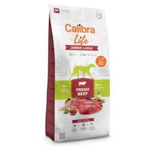 2x12kg Vită proaspătă Life Junior Large Breed Calibra Hrană uscată câini