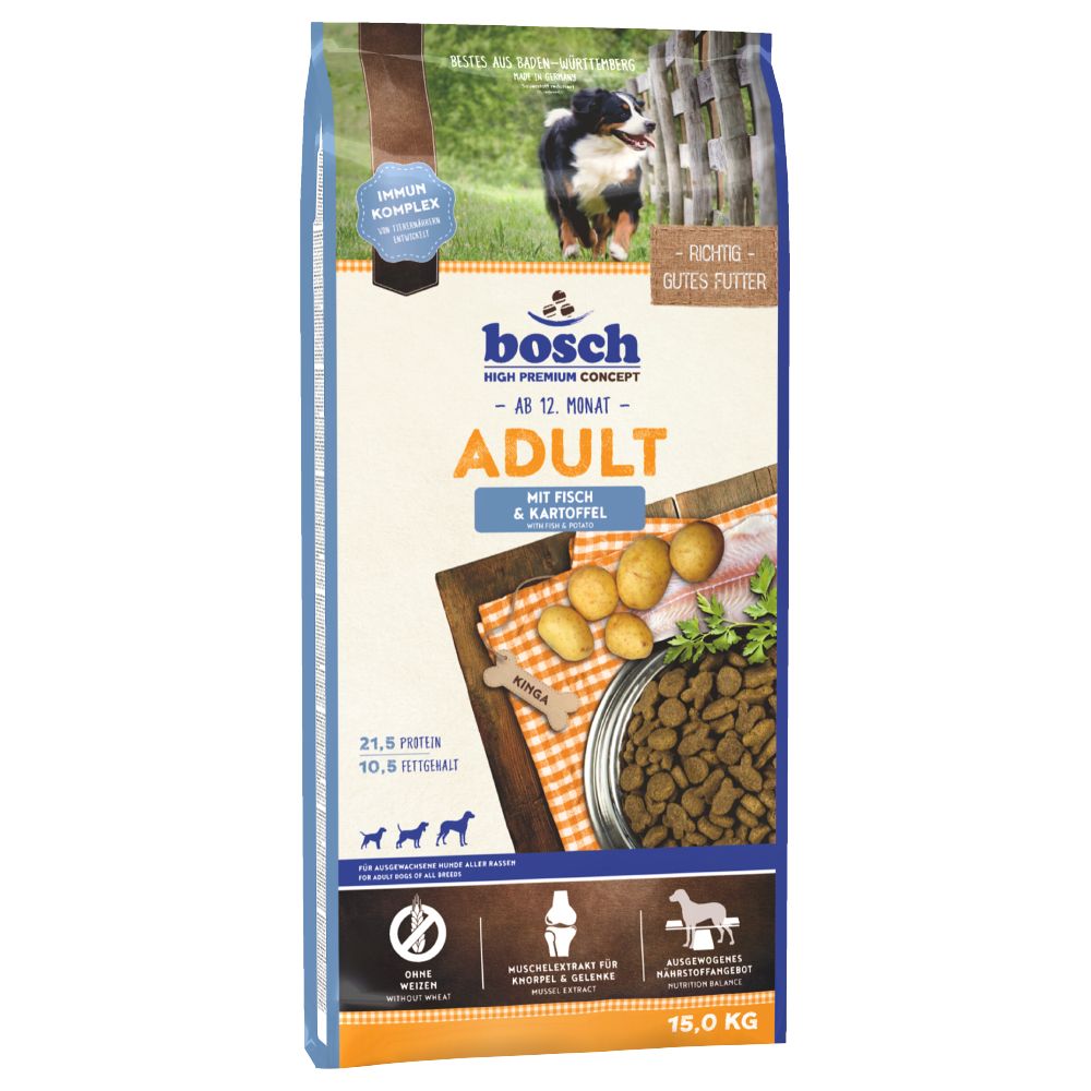 2x15kg pește & cartofi Adult bosch hrană uscată pentru câini