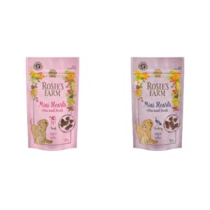 2x70g Curcan, Vițel „Mini Hearts” Rosie’s Farm Snackuri câini