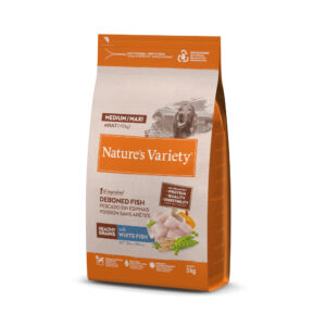 3kg Pește alb Healthy Grains Medium/Maxi Adult Nature’s Variety Hrană câini