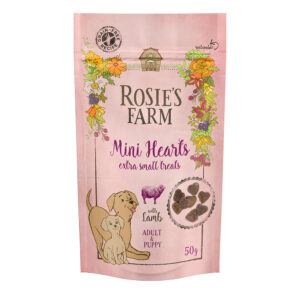 3x50g Miel Puppy & Adult Mini Hearts Rosie’s Farm Snackuri câini
