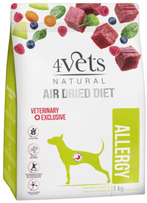 4VETS Natural Hrană uscată pentru câini, Allergy – AIR DRIED 1kg